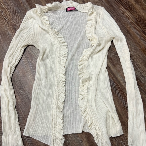 Say What? Tops - Cream Y2K Say What fairy core cardigan with ruffles